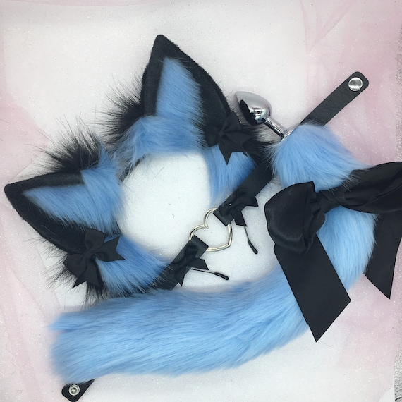 18 Mature Pet Play Starter Set Fox Kitty Black Blue Ears | Etsy