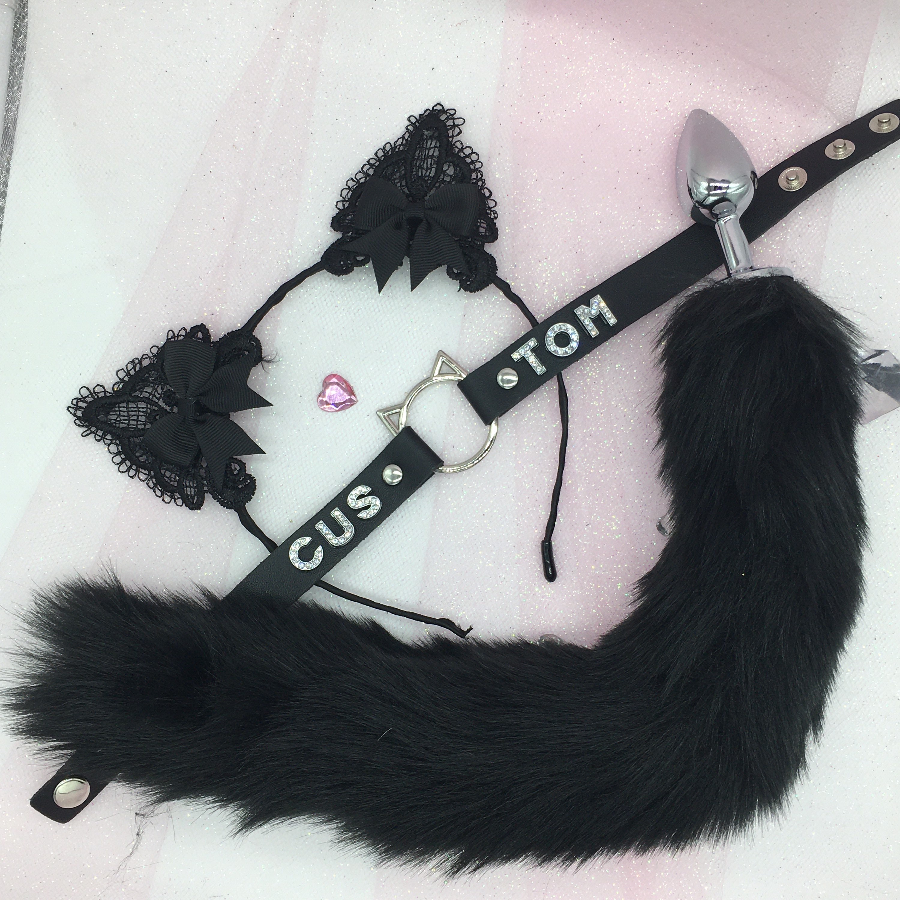 18 Mature Pet Play Starter Set Fox Kitty Ears Collar Leash Kitten Cat Anal Butt Plug Tail bdsm ddlg abdl