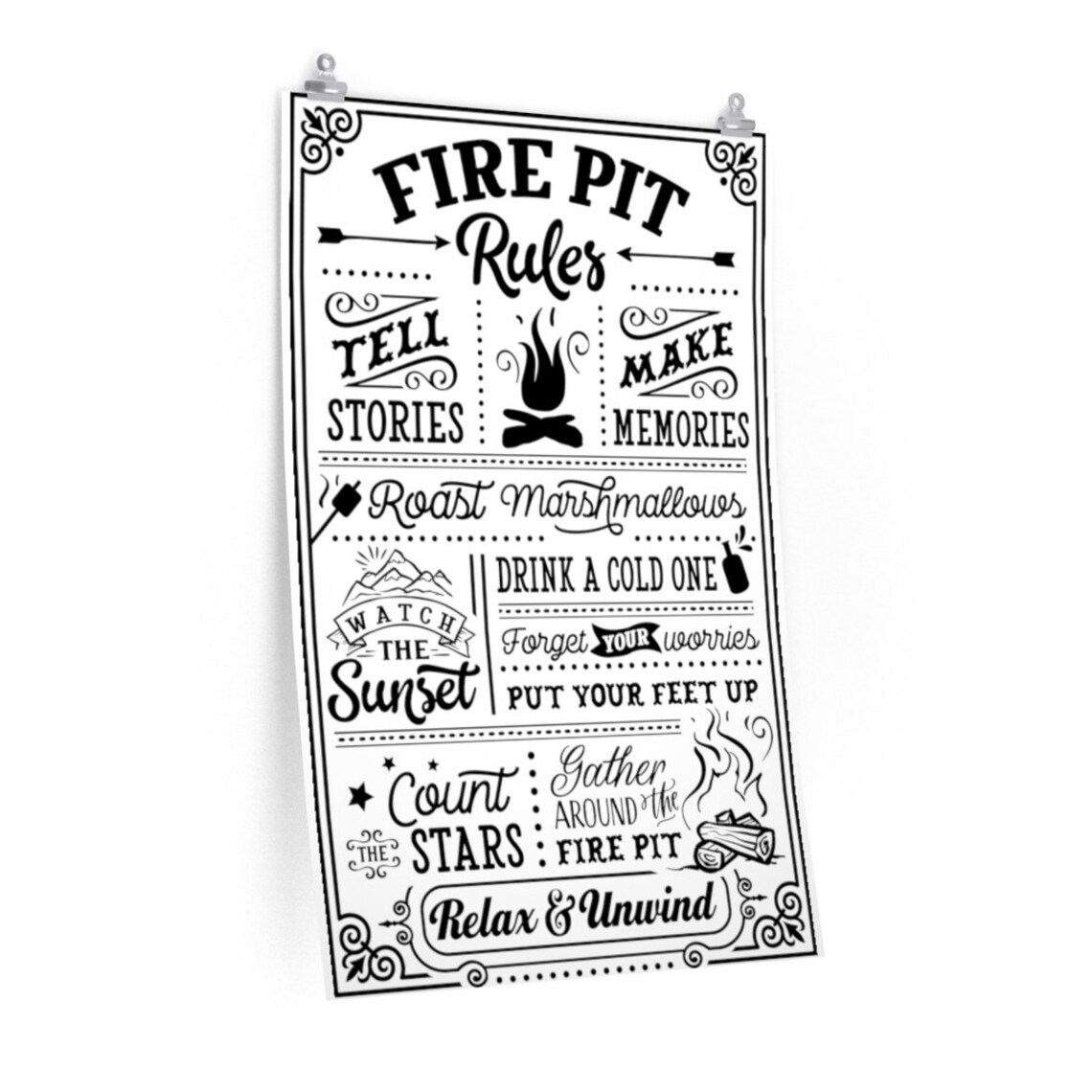 Fire Pit Rules Premium Matte vertical posters Etsy