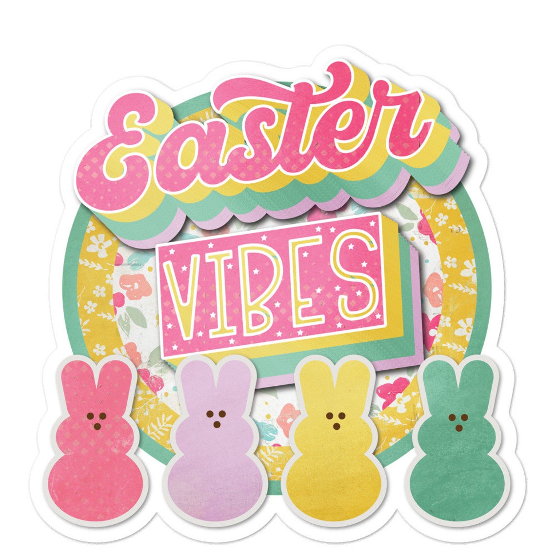 Easter vibes bunnies bubblefree stickers  etsy Easter vibes bunnies bubblefree stickers  etsy