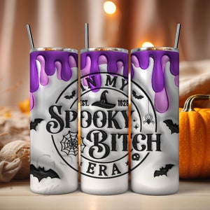 Spooky Era Tumbler Png, 20oz Tumbler Wrap, 3D Inflated Tumbler Wrap Design, Puffy Tumbler Wrap, Halloween Png, Sublimation, INSTANT DOWNLOAD