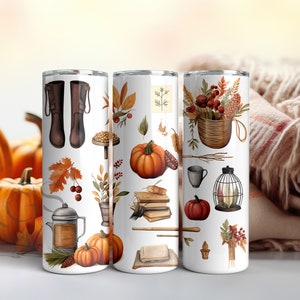Autumn Elements Fall tumbler wrap Png, Fall Tumbler png, Tumbler design, Tumbler Sublimation, 20oz Skinny Tumbler Wrap Png, Instant Download