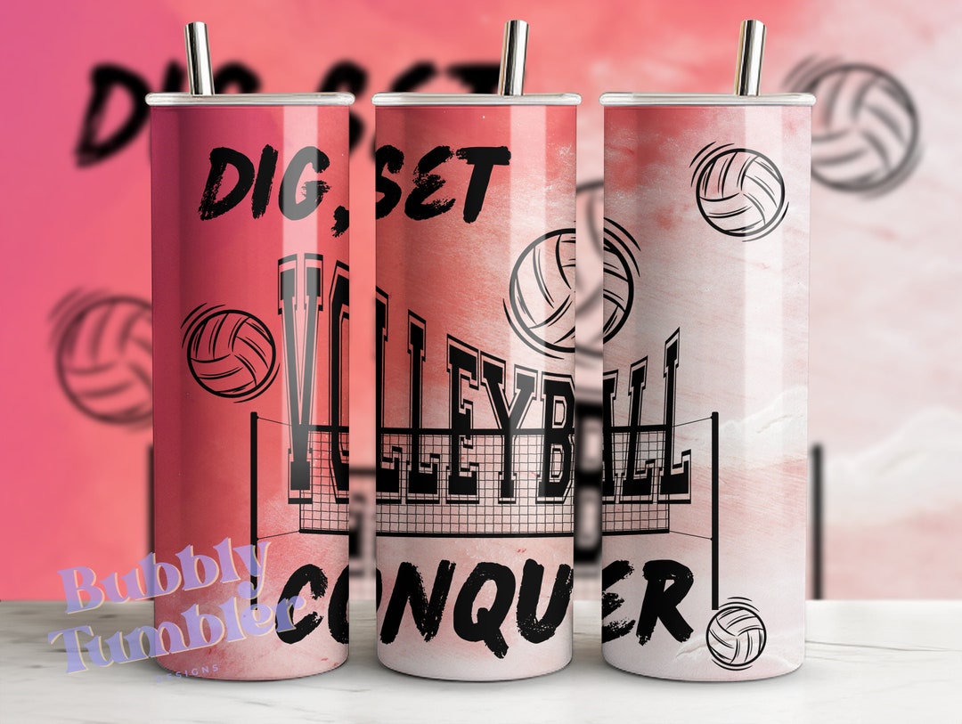 Volleyball 20 Oz Straight Tumbler Wrap Design, Sublimation Design