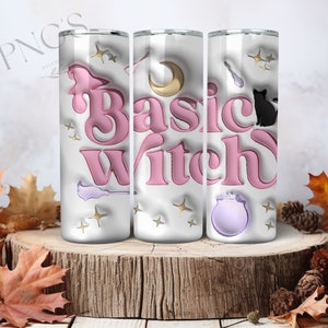 Basic Witch 3D Puffy Tumbler Png, 20oz Skinny Tumbler, Cartoon 3D Inflated, 3d Tumbler Wrap, Halloween Png, Sublimation Png,INSTANT DOWNLOAD