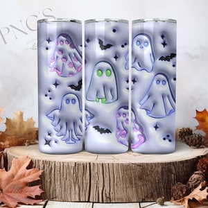 3D Ghosts Tumbler Wrap Png, 20oz Skinny Tumbler, 3D Inflated, Puffy Tumbler Wrap, Halloween Png, Sublimation Design Png, INSTANT DOWNLOAD