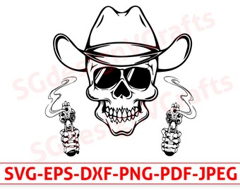 Skull in Cowboy Hat - Etsy