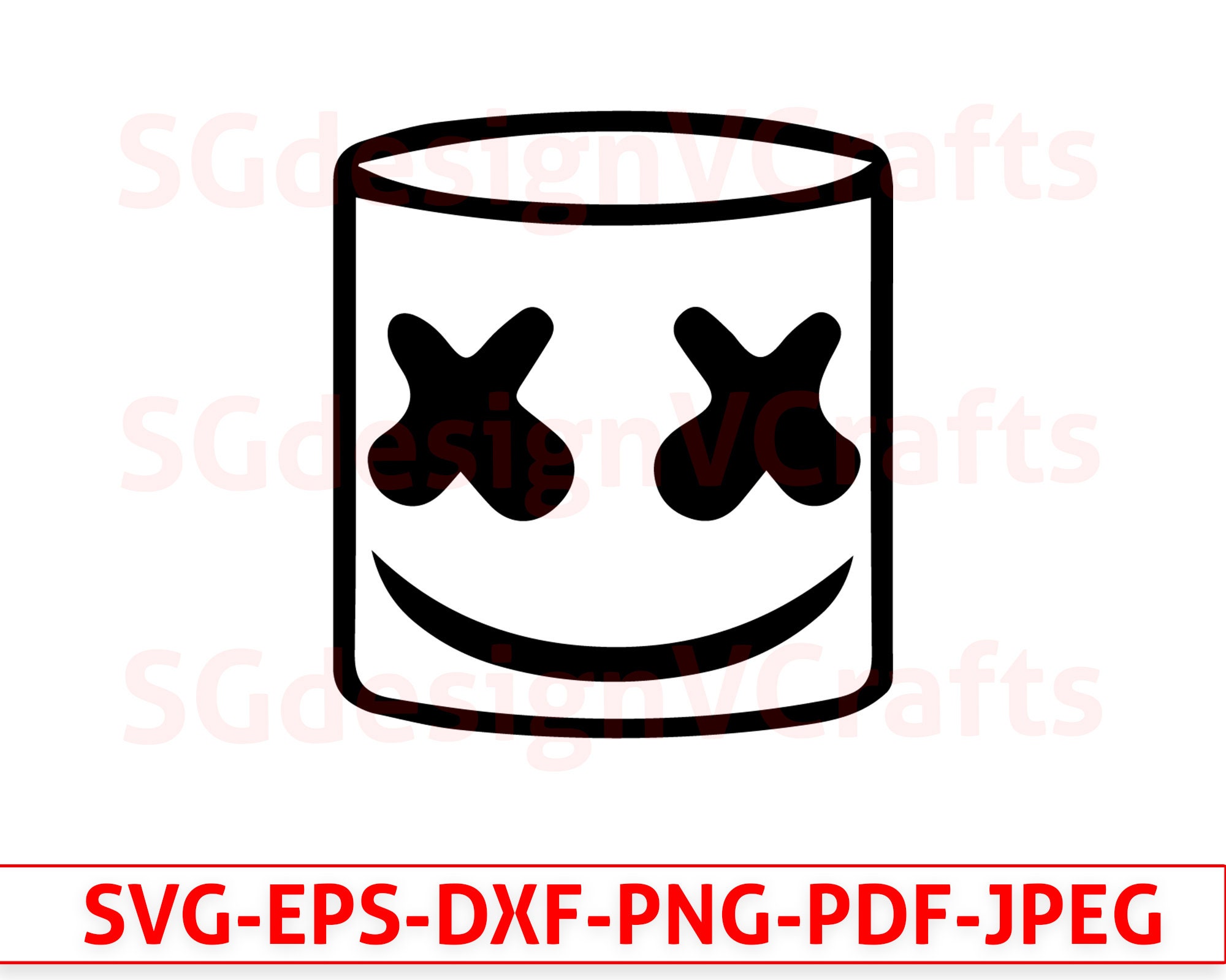 Dj Marshmallow Face Svgmarshmallow Svgmarshmallow Etsy