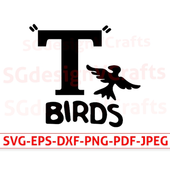 T Birds Logo SVG Cut Files, Grease Logo 50s T Birds DXF Cutting
