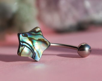 Rose Gold Colored Ariels Shell Dangle Belly Button Ring 14G 1.6mm - Sold Individually 