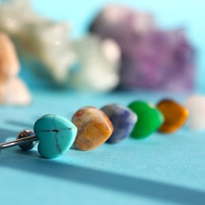 Natural Stone Belly Bar | Healing Crystal Surgical Steel Belly Button Ring | Non-dangling Navel Piercing Gift Idea | Valentine's Day For Her