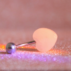 Natural Stone Belly Bar | Rose Quartz Love Crystal Surgical Steel Belly Button Ring | Navel Piercing Gift Idea | Valentine's Day For Her