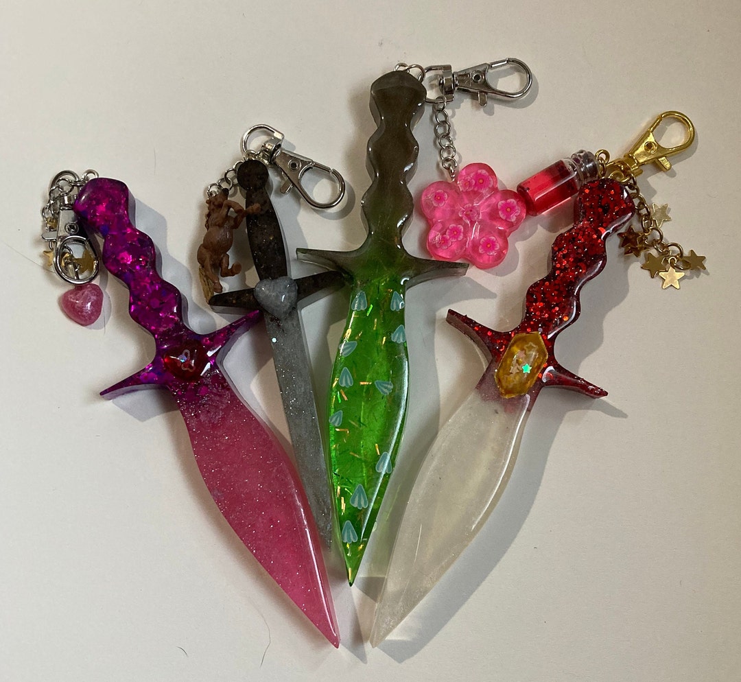 Resin Dagger Keychains Etsy