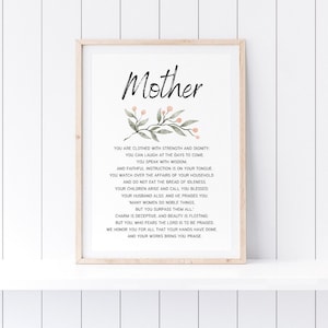 Proverbs 31 Wall Art For Christian Women Home Decor Bible Verse Scripture Gift For Mom Bible Verse Wall Art Christian Mother&#39;s Day Gift