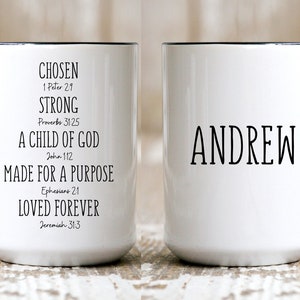 Personalized Bible Verse Coffee Mug Bible Affirmations Mug Inspirational Gift For Christian Identity In Christ Positive Christian Mug