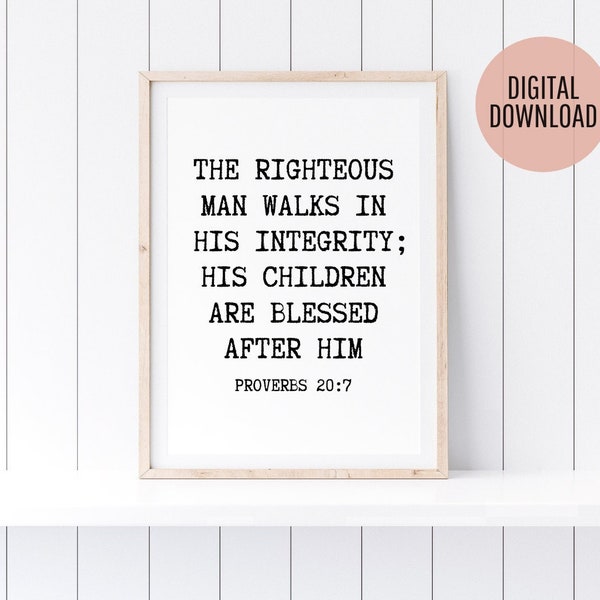 Proverbs 20 7 Wall Art - Etsy