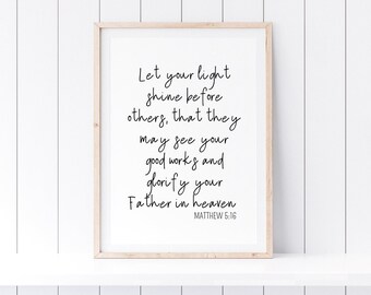 Matthew 5:16,Let your light shine,Inspirational christian wall art,Bible verse wall art,Scripture office wall art,Bible verse signs for home