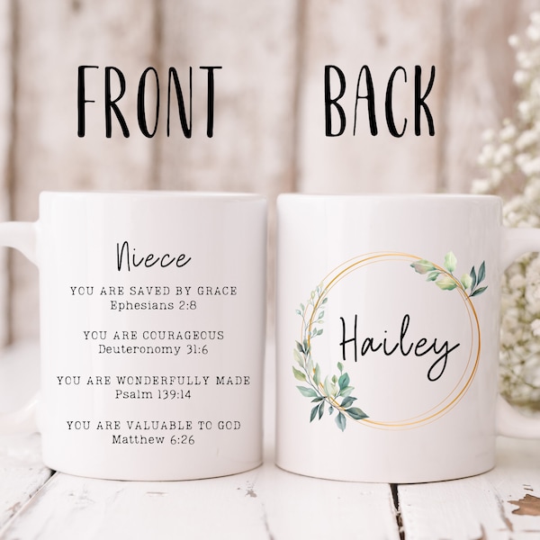 Personalized bible verse coffee mug for niece,Grandma religious gift,Biblical affirmations,Bible verse affirmations,Niece gift from aunt