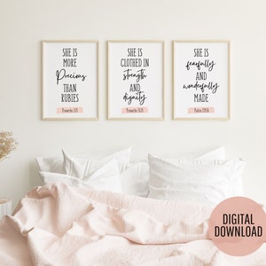 Christian wall art set,Christian wall art teen girl,Bible verse wall art for girls,Nursery bible verse,Christian girl sign,Nursery wall art