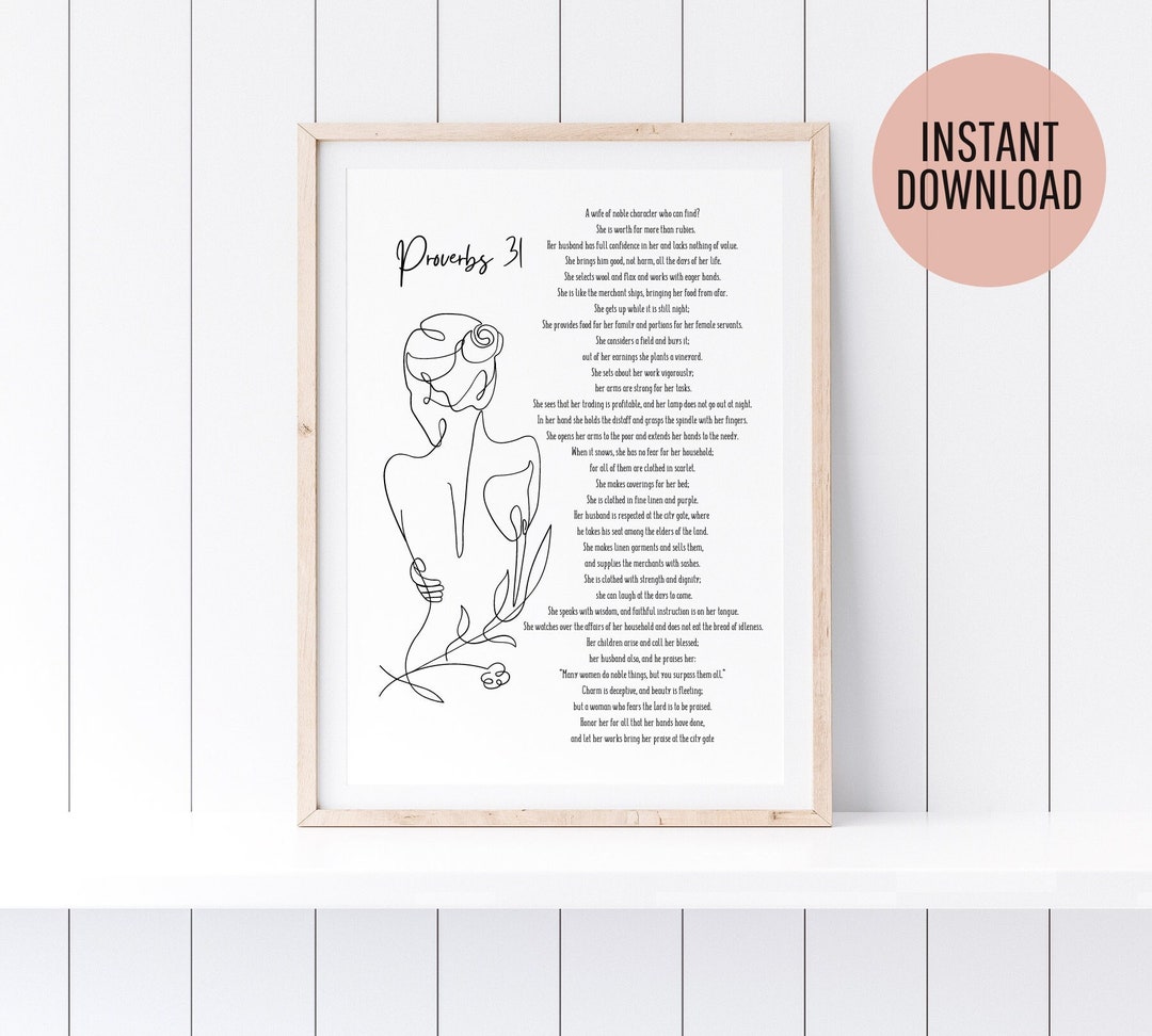 Proverbs 31 Printable Bible Verse Wall Art Girls Room Wall Decor