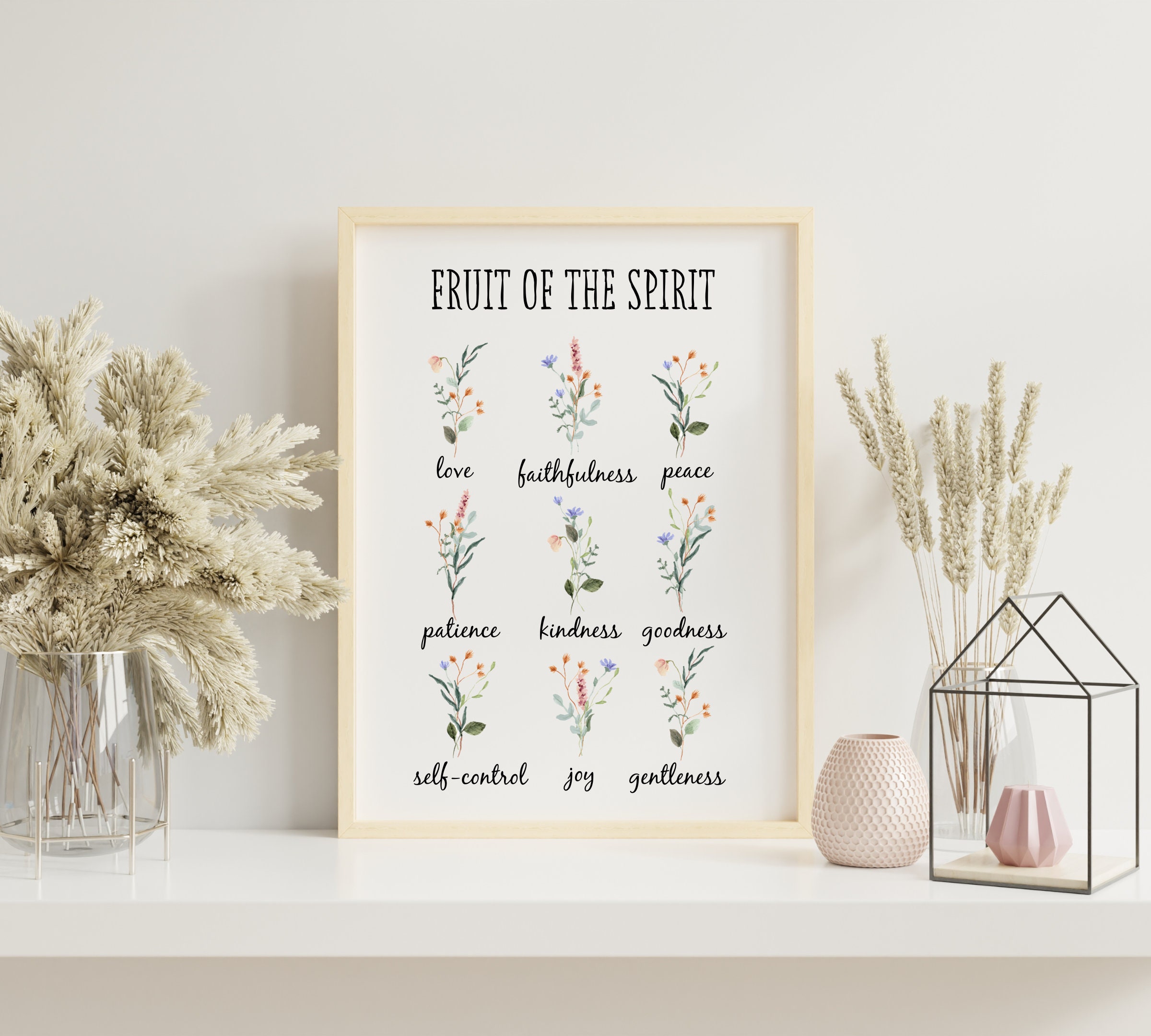 Fruit of the Spirit Wall Art Botanical Wall Art Galatians 5 22 Minimal ...