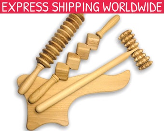 Massage Tools Set No. 9 - Set for Anti Cellulite Maderotherapy - Wooden - Wood therapy - Maderoterapia