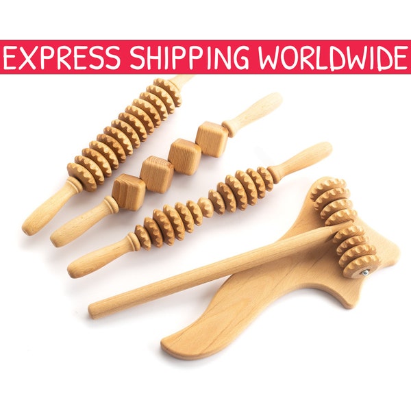 Massage Tools Set No. 1 - Whole set for Anti Cellulite Maderotherapy - Wooden - Wood therapy - Maderoterapia