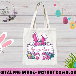 Custom Easter Name PNG -Editable Sublimation Design- Cute Bunny Digital Download- Personalized Easter Shirt Clipart- Custom Easter Basket