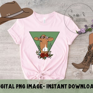 Rodeo Cow PNG , Flower Sublimation , Abstract , Moo PNG