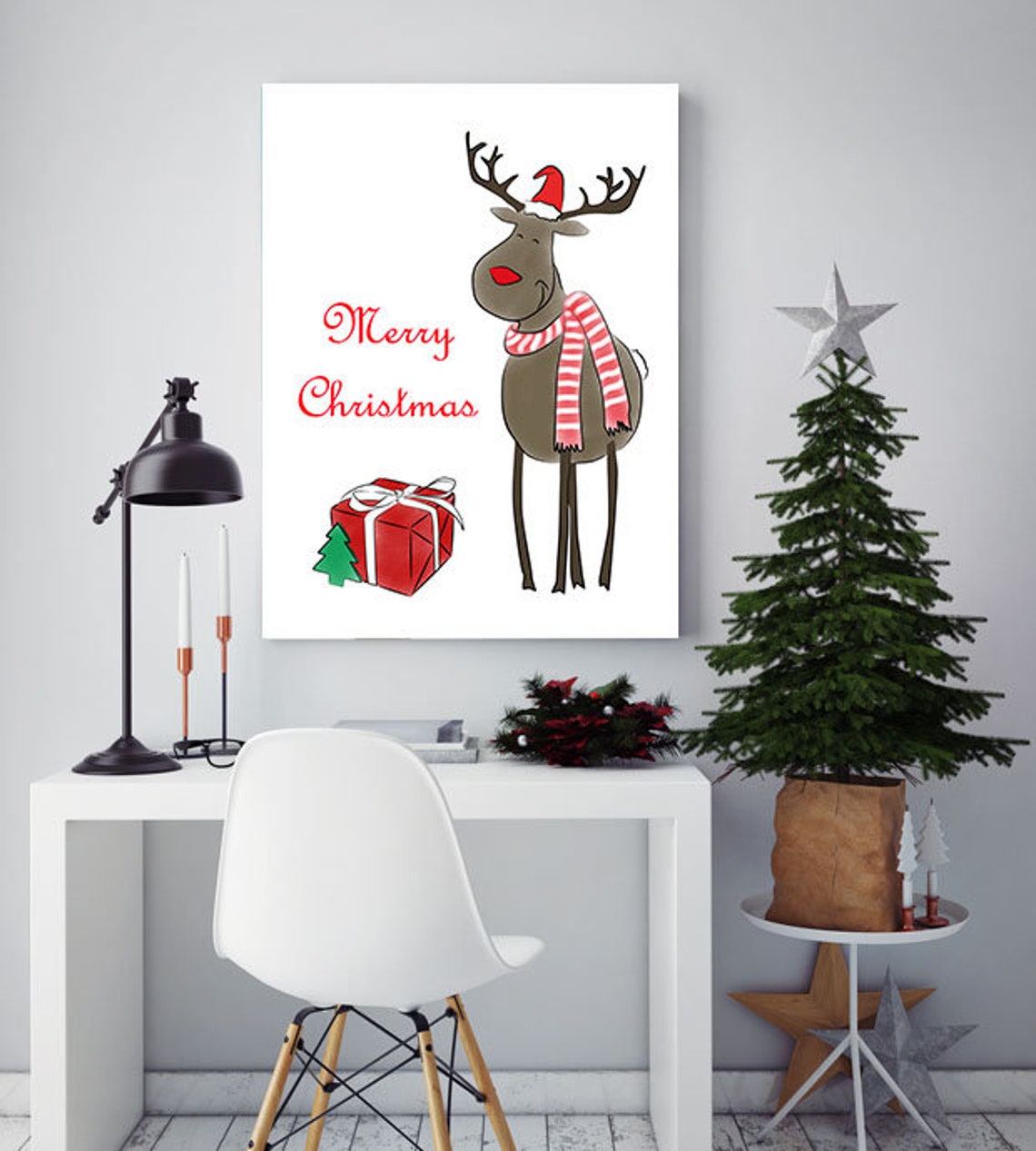 Merry Christmas wall art print digital download. Etsy