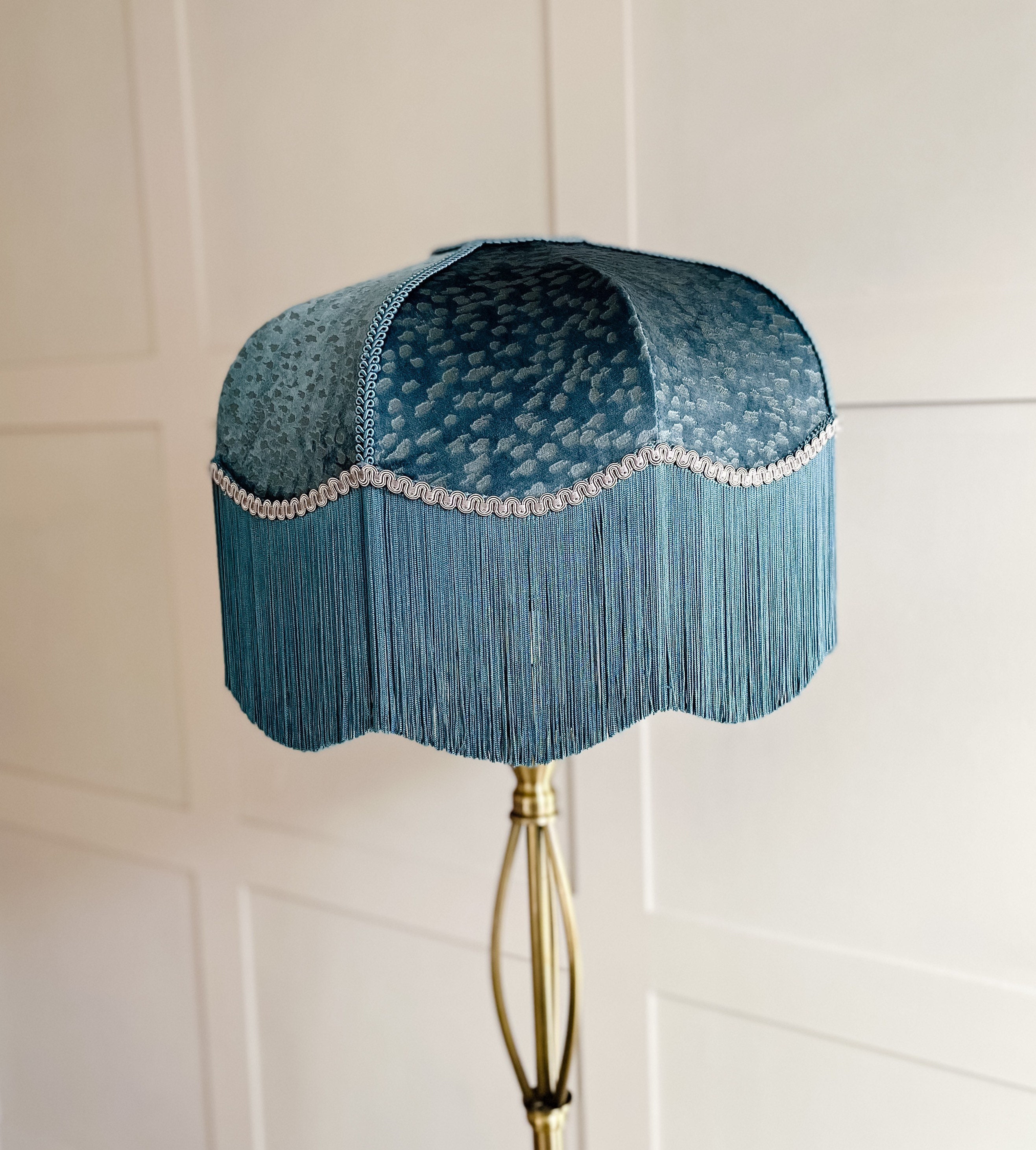 Blue Victorian Fringed Lampshade Vintage Tassel Light Etsy UK
