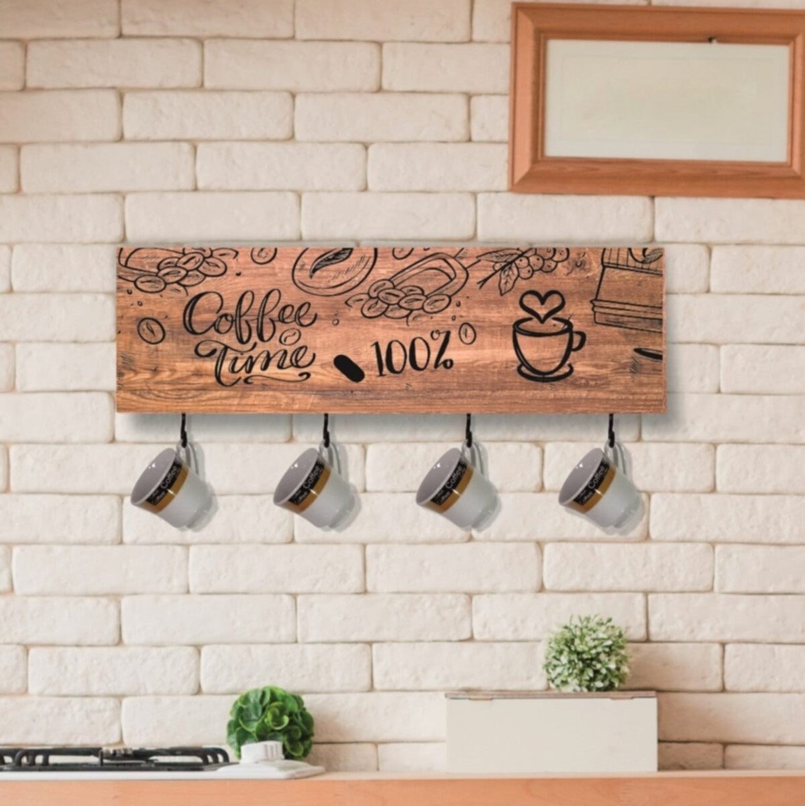 Wall Mounted Coffee Mug holder Coffee Cup Rack Coffee Etsy