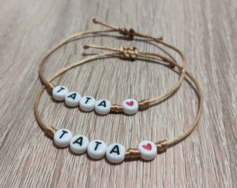 Bracelet personnalisé en cordon macramé, Bijoux pour homme, femme ou enfant, Cadeau pour anniversaire, fête des mères, fête des pères