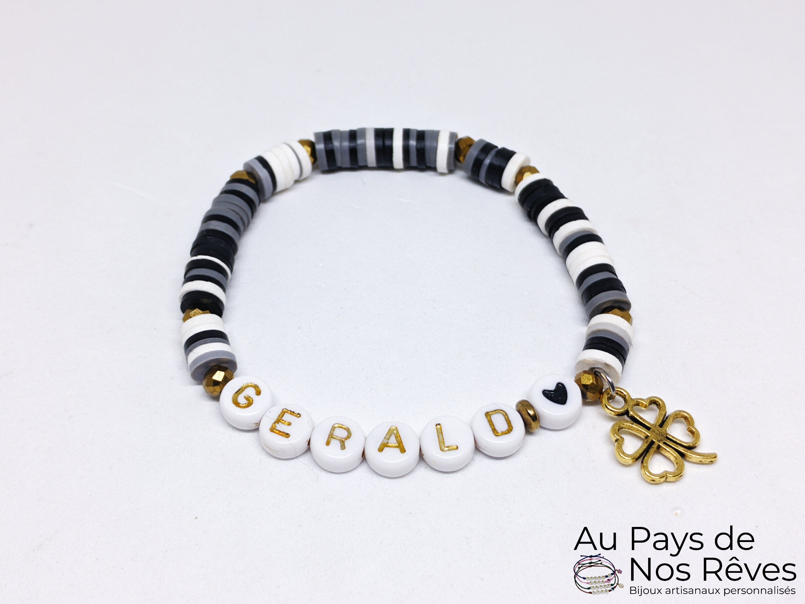 Personalised Child's Name Bracelet in 2 Colours With Glass Letter