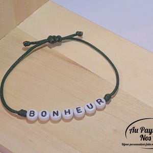 Pulsera de cordón de cuentas personalizable • Pulsera de mantra ajustable, palabra positiva, mensaje de amor