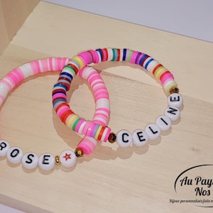 Pulsera de cuentas Heishi personalizable • Pulsera con nombre para niñas