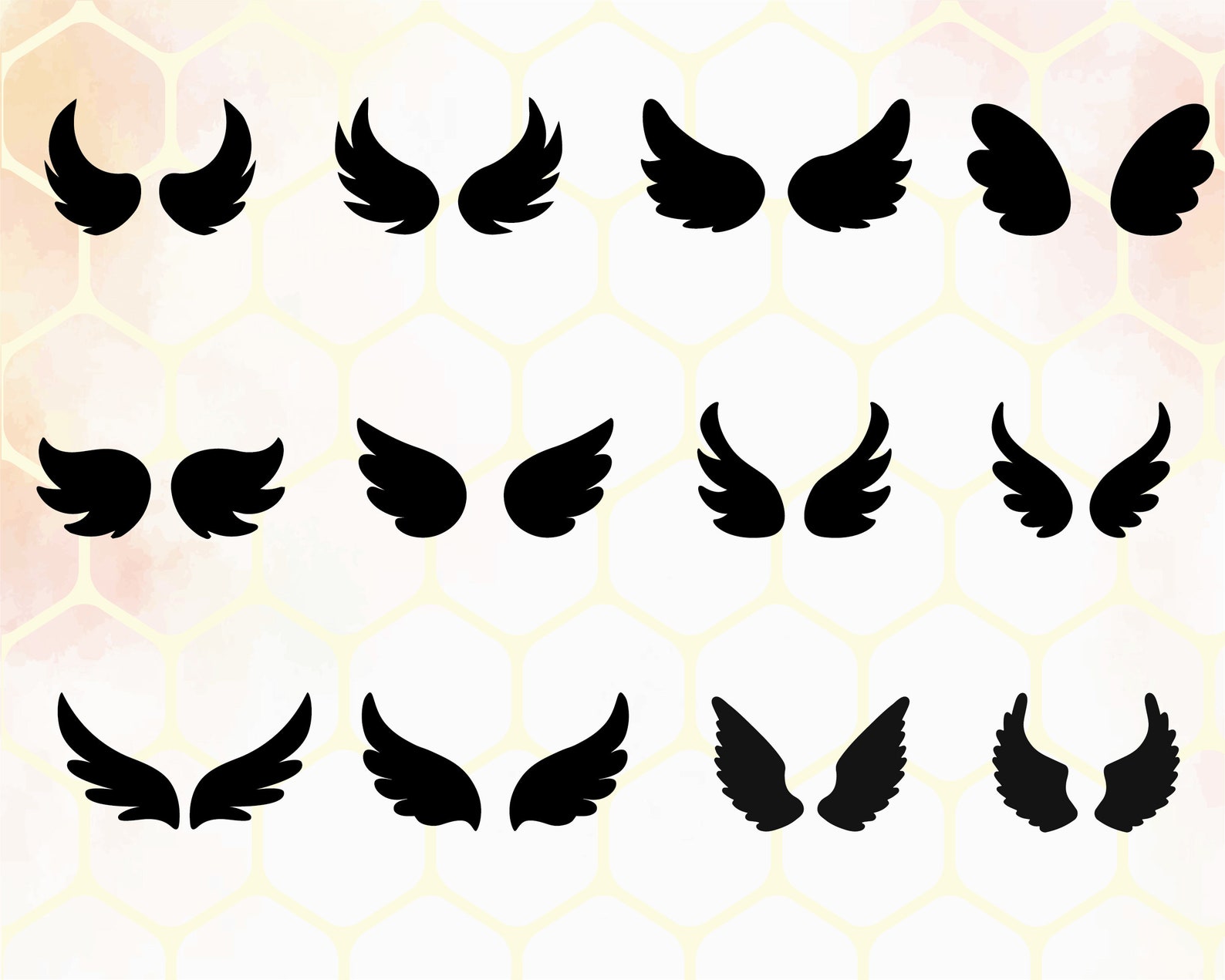 Angel Wings Svg, Angel Wings Silhouette, Wings Svg, Angel Wings Clipart