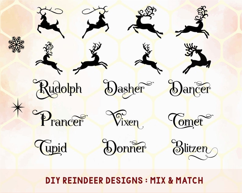 Reindeer Names Svg, Reindeer Svg, Rudolph Svg, Christmas Svg, Dasher ...