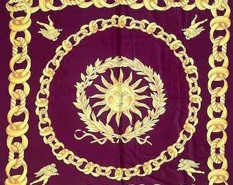 【関税＆送料込み】Versace Scarves Versace Jeans Couture Multicolor Chainlink Print Silk Scarf