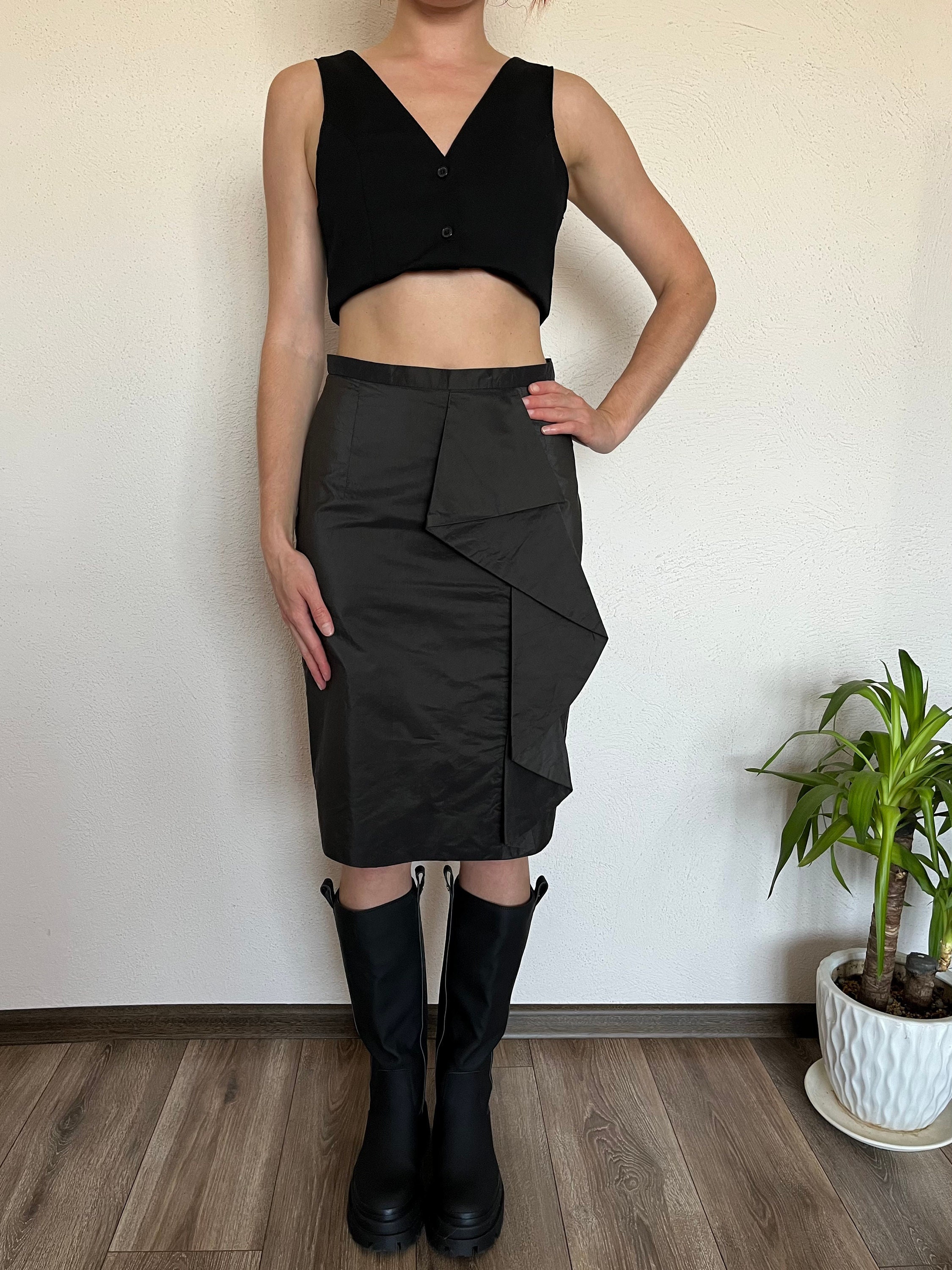 Jupe Crayon Noire Aquascutum En Coton/polyester - Taille 6 - Occasion Très Bon état - Longueur Genoux