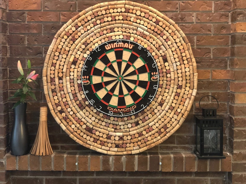 Circular Cork Background Dart Board Etsy