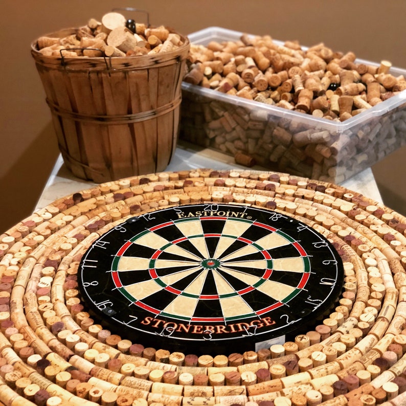 Circular Cork Background Dart Board Etsy