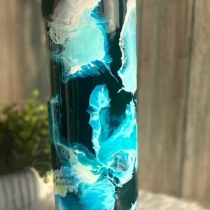 Blue Alcohol Ink Epoxy Tumbler 20 oz skinny