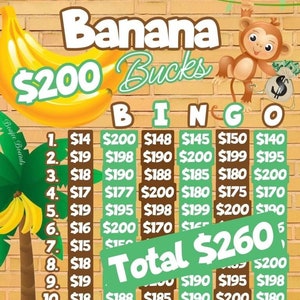 Banana Bucks (200), In jeder Reihe, wählen Sie Ihren Preis, herunterladbare Bingo-Grafik