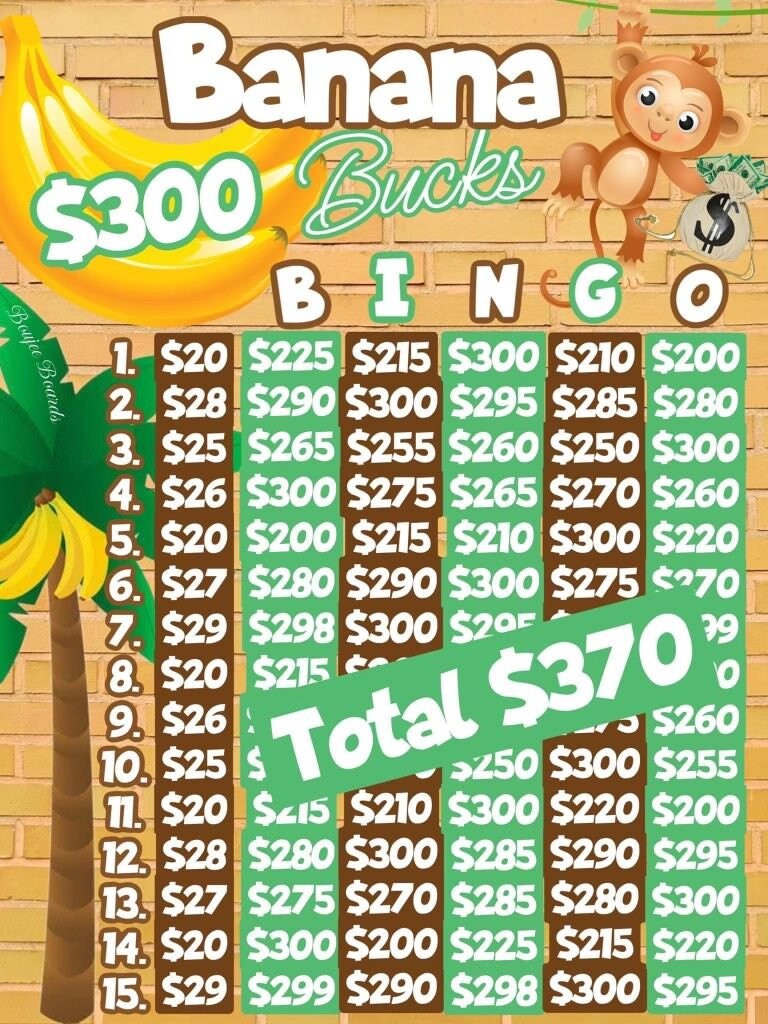 Banana Bucks 300, in Every Row, Pick Your Prize, Downloadable Bingo