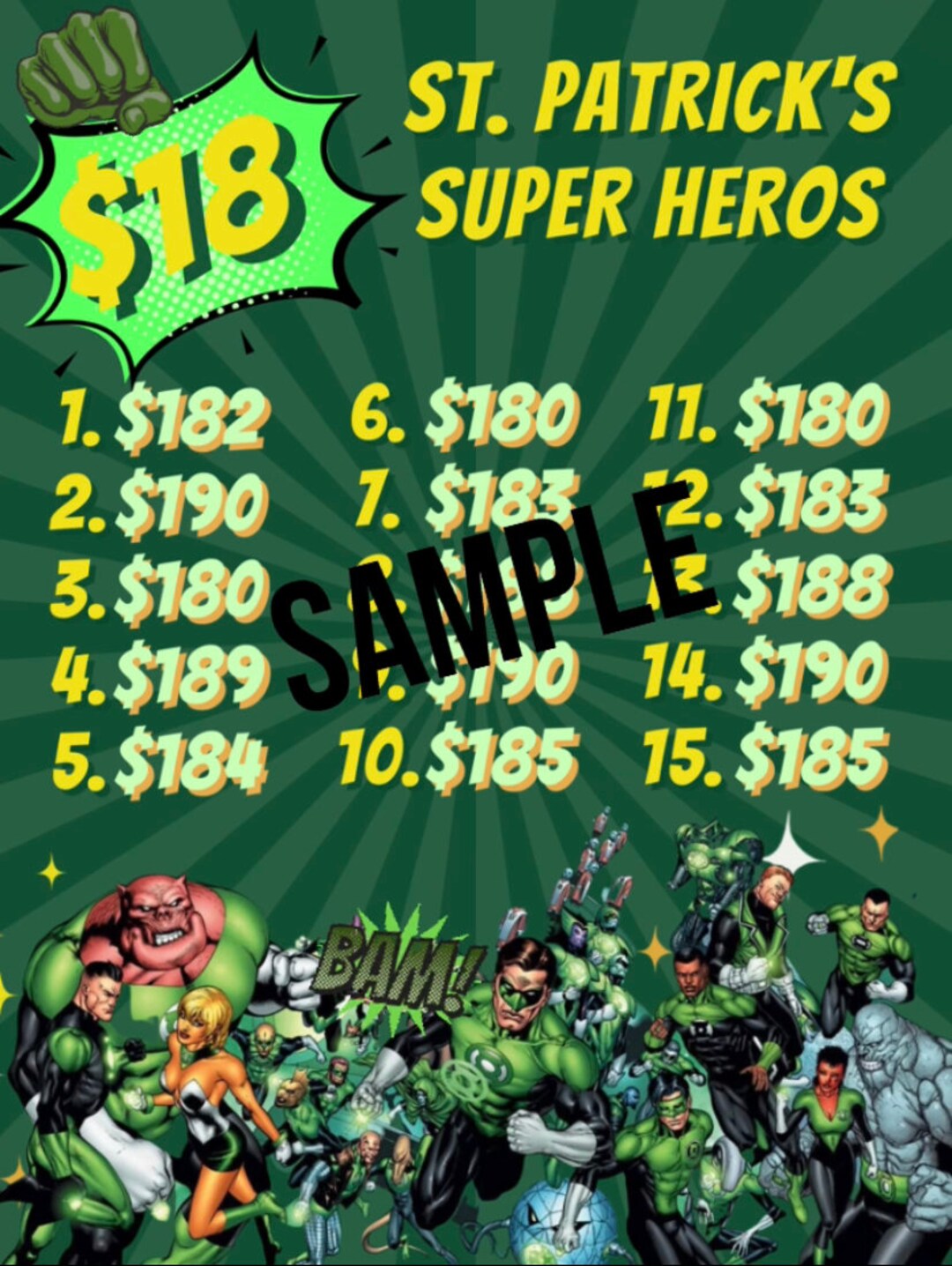 St. Patrick's Day Super Heroes 18 Animated Bingo - Etsy St. Patrick's Day Super Heroes 18 Animated Bingo - Etsy