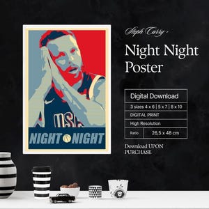 Steph Curry Night Night Digital Poster for Sports Fan Wall Art for Basketball Fans Modern Sports Decor for Bedroom & Office Digital Wall Art