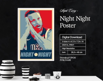 Steph Curry Night Night Digital Poster for Sports Fan Wall Art for Basketball Fans Modern Sports Decor for Bedroom & Office Digital Wall Art
