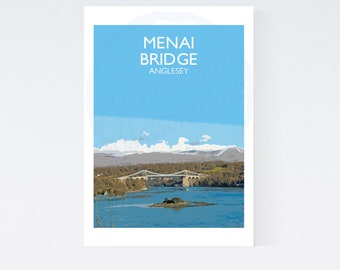 Menai Bridge, Anglesey - A4 and A3 Wall Art Prints