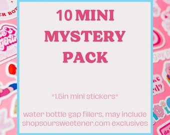 Mini Mystery Sticker 10 Pack, Water Bottle Gap Filler, Random Stickers, Owala, Stanley, Scrapbooking, Trendy, Grab Bags, Valentine's Day
