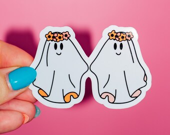 Flower Crown Ghost Sticker, Groovy Ghouls, Fall Autumn, Spooky Halloween, Boo Basket, Vintage Vibes, Trendy Cute, Cottage Core